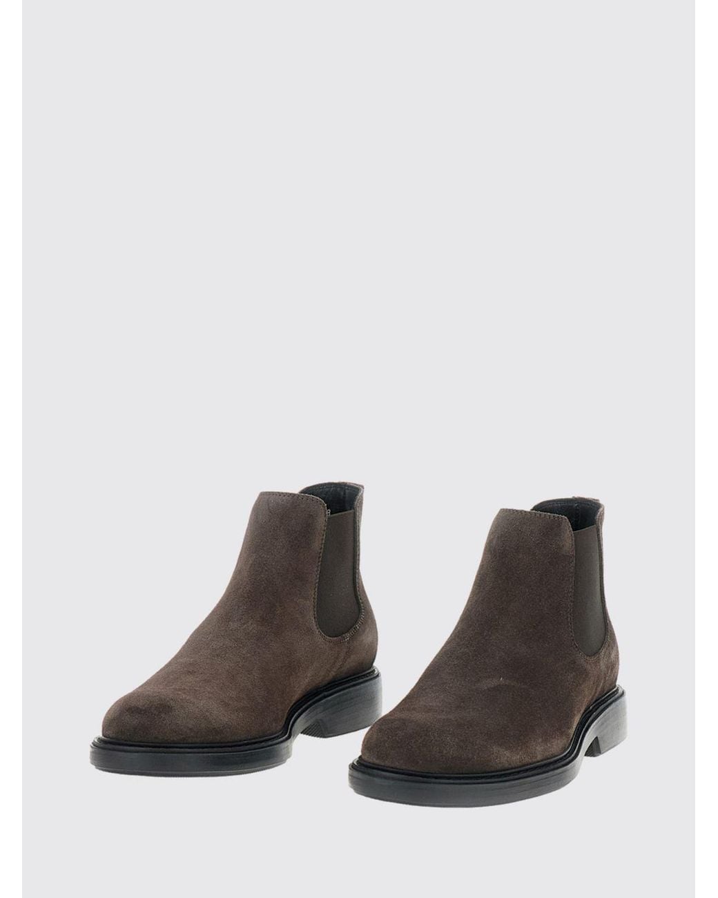 Hogan White Suede Calfskin Chelsea Ankle Boots With Rubber Sole for men