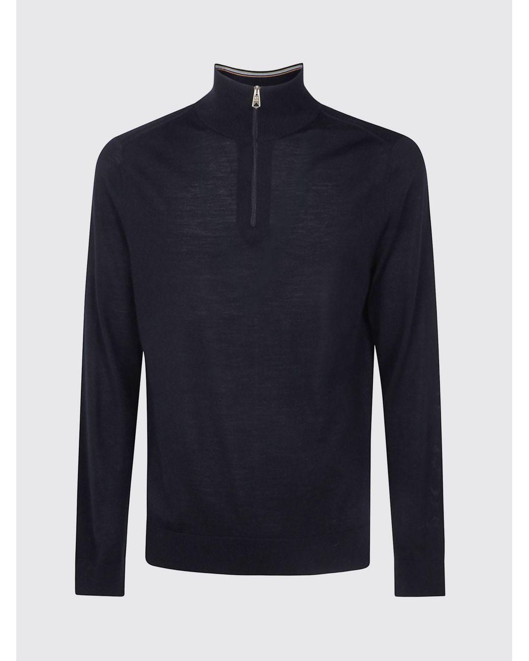 Paul Smith Blue Pure Merino Wool Half-Zip Turtleneck Jumper for men