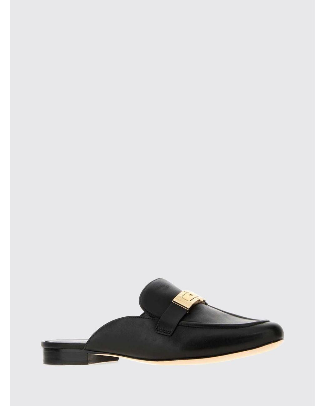 Tory Burch Black Smooth Leather Mules With Double T Logo And Low Heel