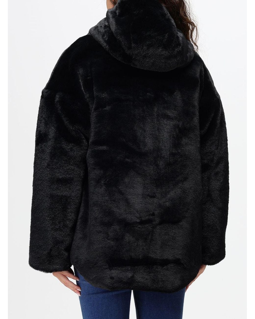 Save The Duck Black Davina Reversible Short Faux-Fur Jacket With Hood