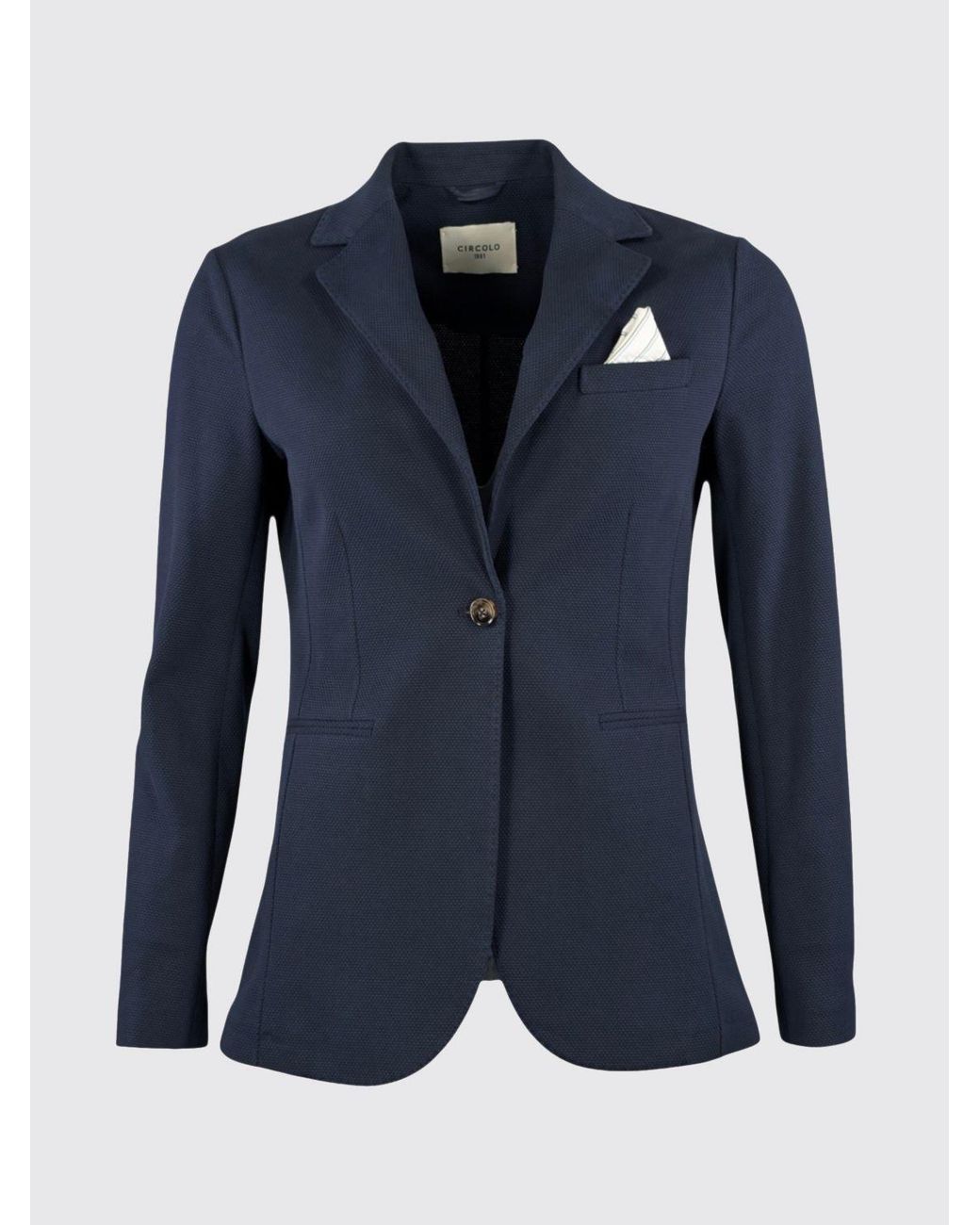 Circolo 1901 Blue Single-Breasted Slim Fit Cotton Blazer