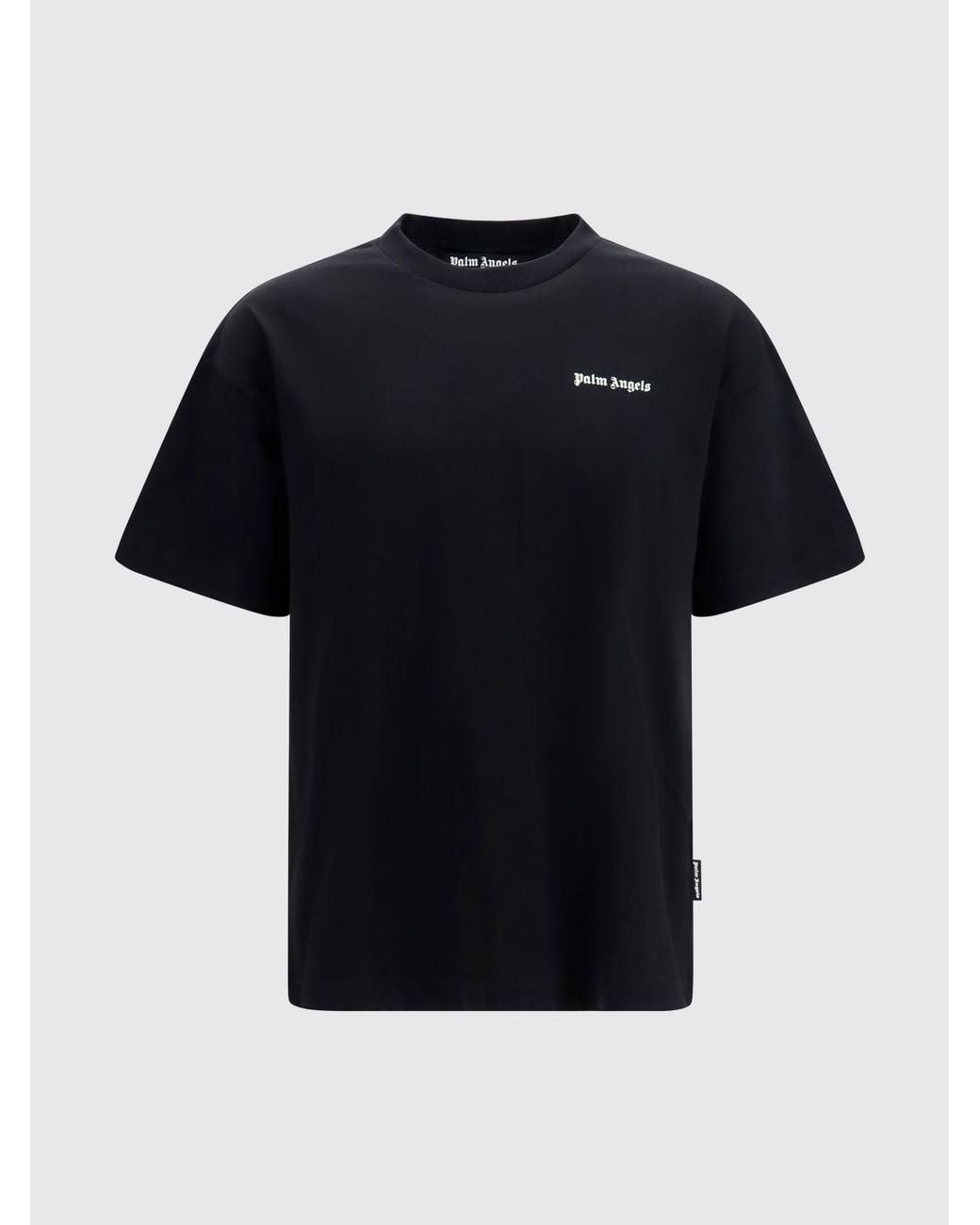 Palm Angels Black Cotton Crew Neck T-Shirt With Contrast Logo for men