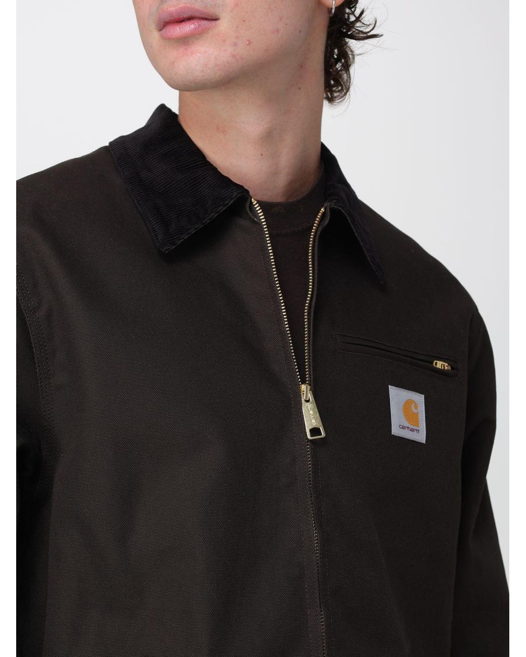 Carhartt Black Detroit Organic Cotton Shirt Jacket With Velvet Collar for men