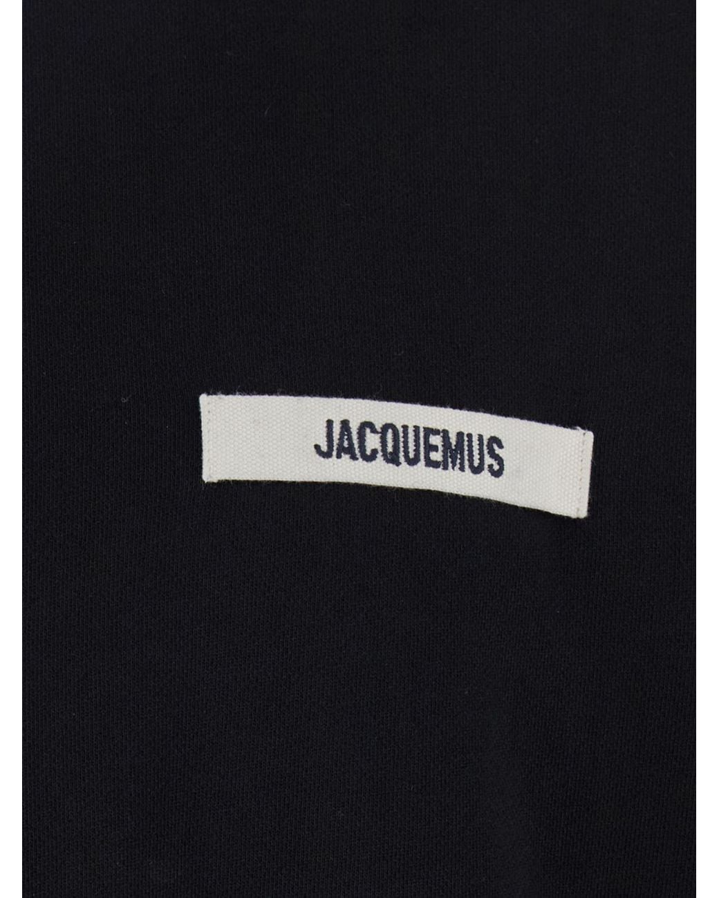 Jacquemus Blue Pure Cotton Crewneck Sweatshirt With Applied Contrast Logo for men
