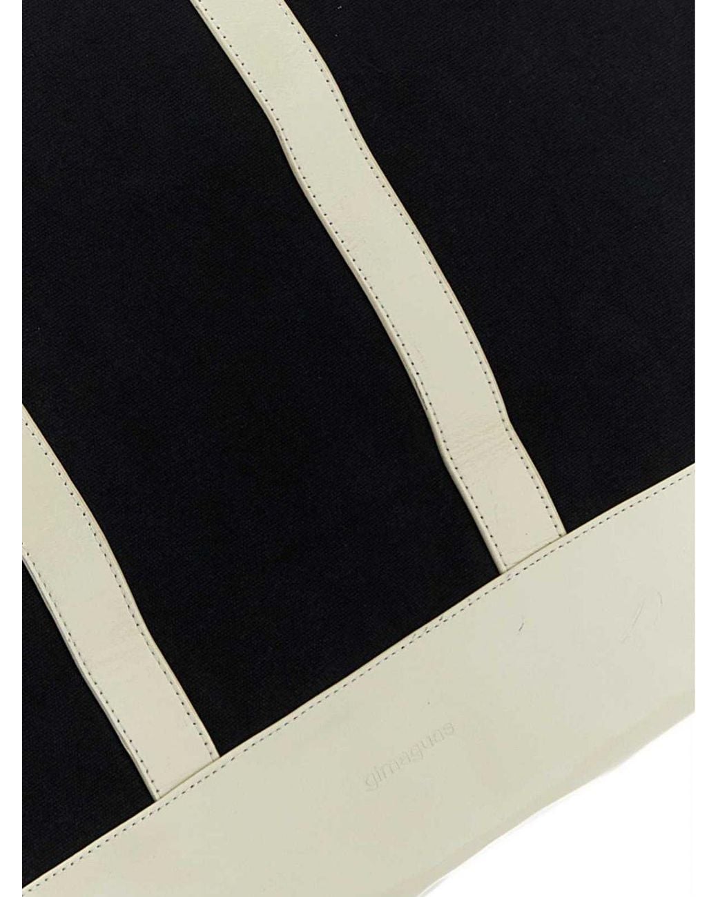 GIMAGUAS White Maxi Cotton Tote Bag With Bicolor Abstract Print And Double Handle