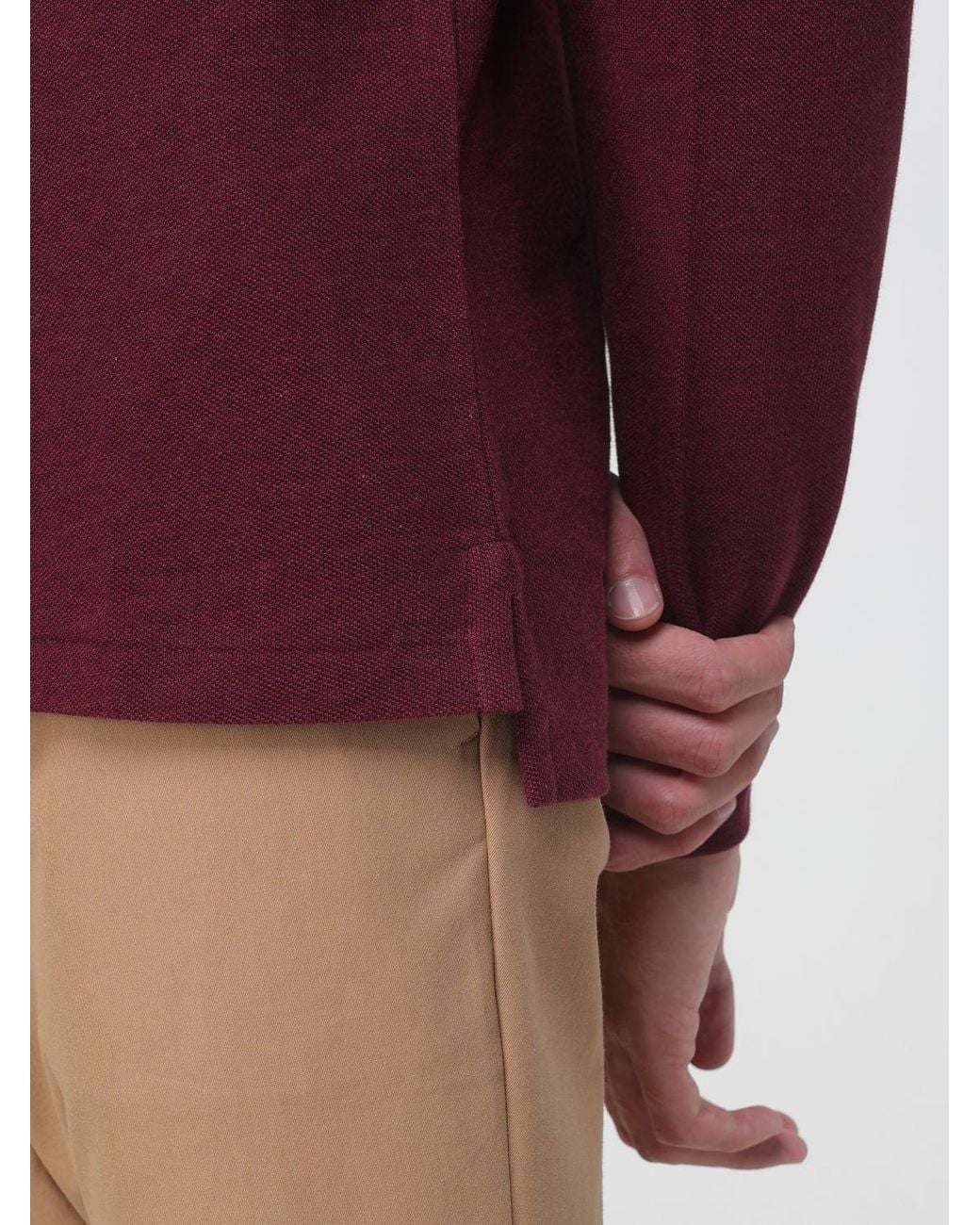 Polo Ralph Lauren Red Long-Sleeved Slim Fit Cotton Polo Shirt for men