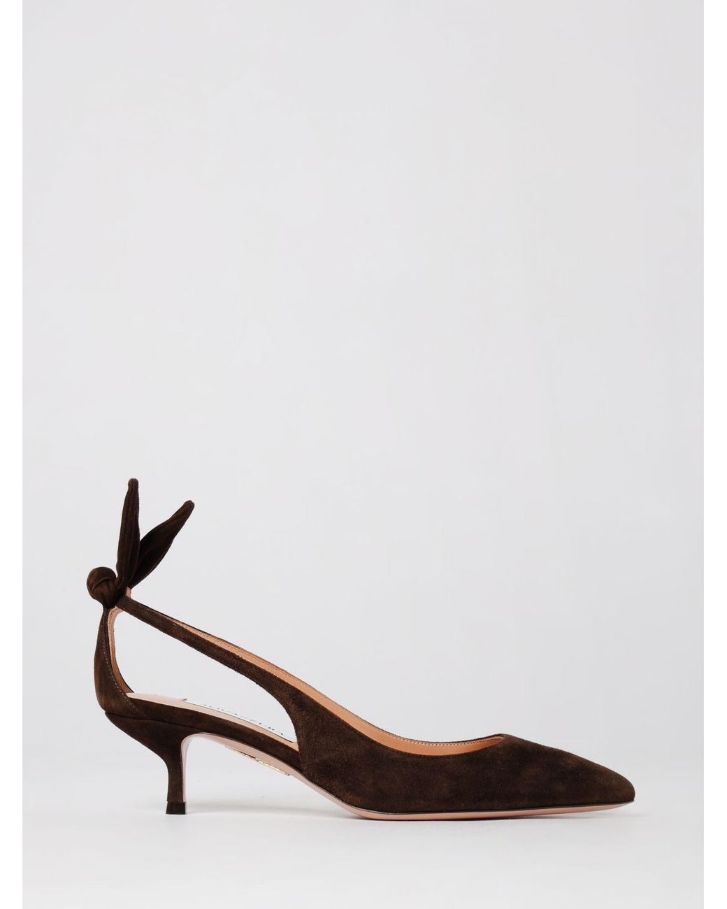 Aquazzura White Bow Tie Suede Pumps