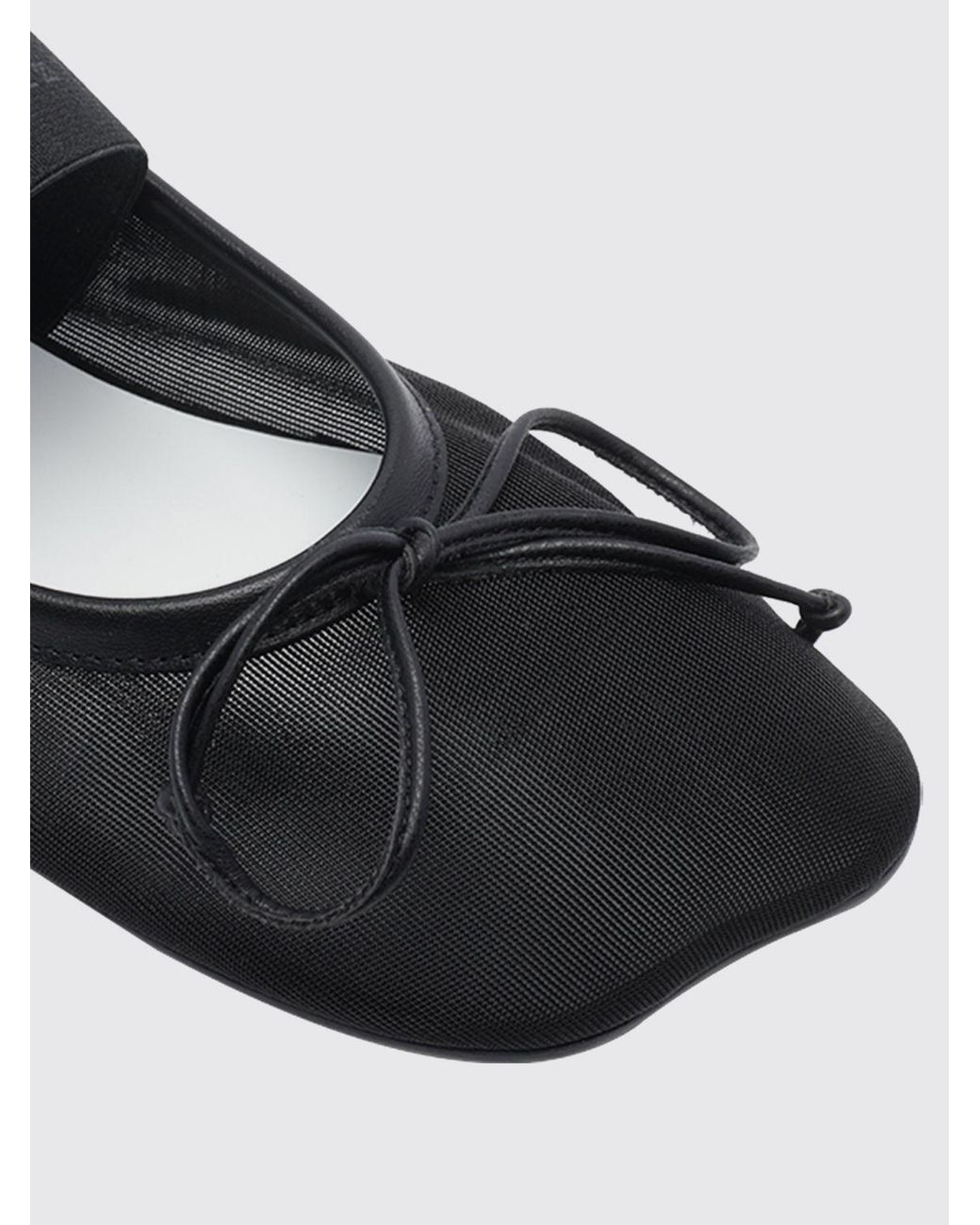 MM6 by Maison Margiela White Asymmetric Toe Nylon Mary Jane Ballet Flats
