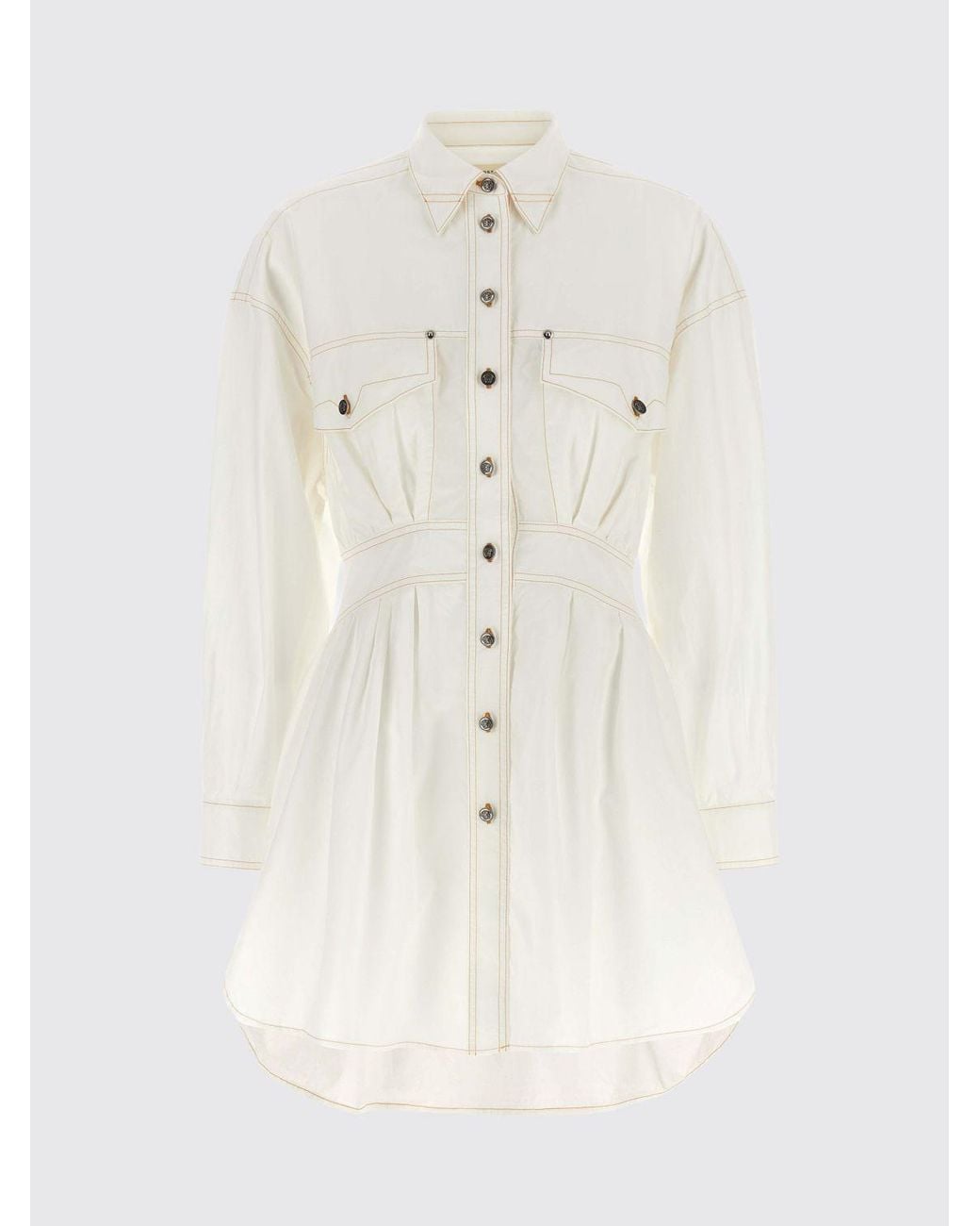 Versace White Slim Fit Cotton Poplin Mini Shirtdress With Patch Pockets