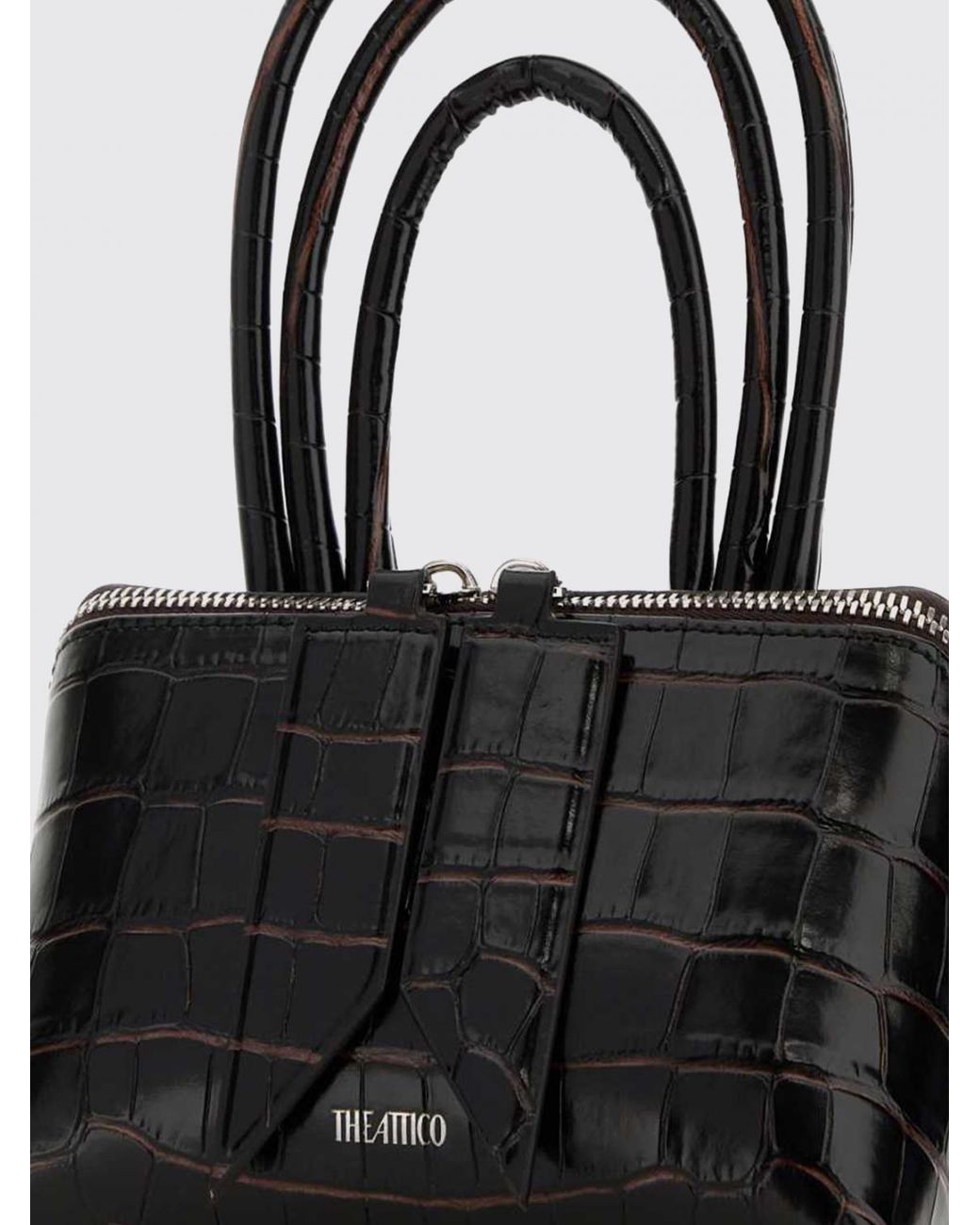 The Attico Black Mini Friday Crocodile Print Leather Bag