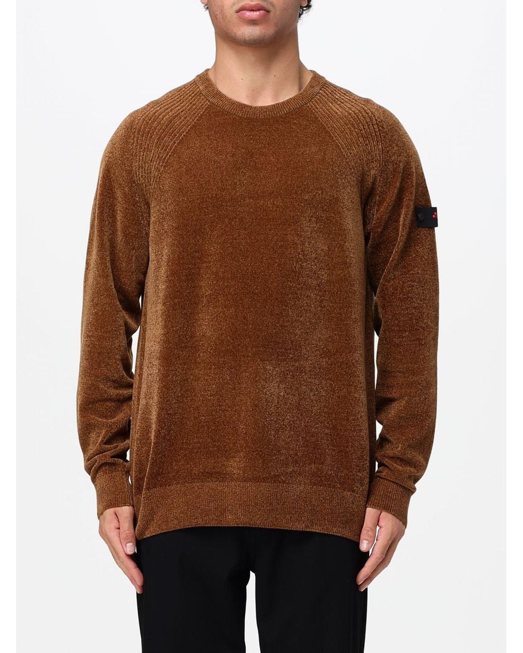 Peuterey Brown Crew Neck Polyester Sweater With Long Sleeves And Ribbed Trims for men