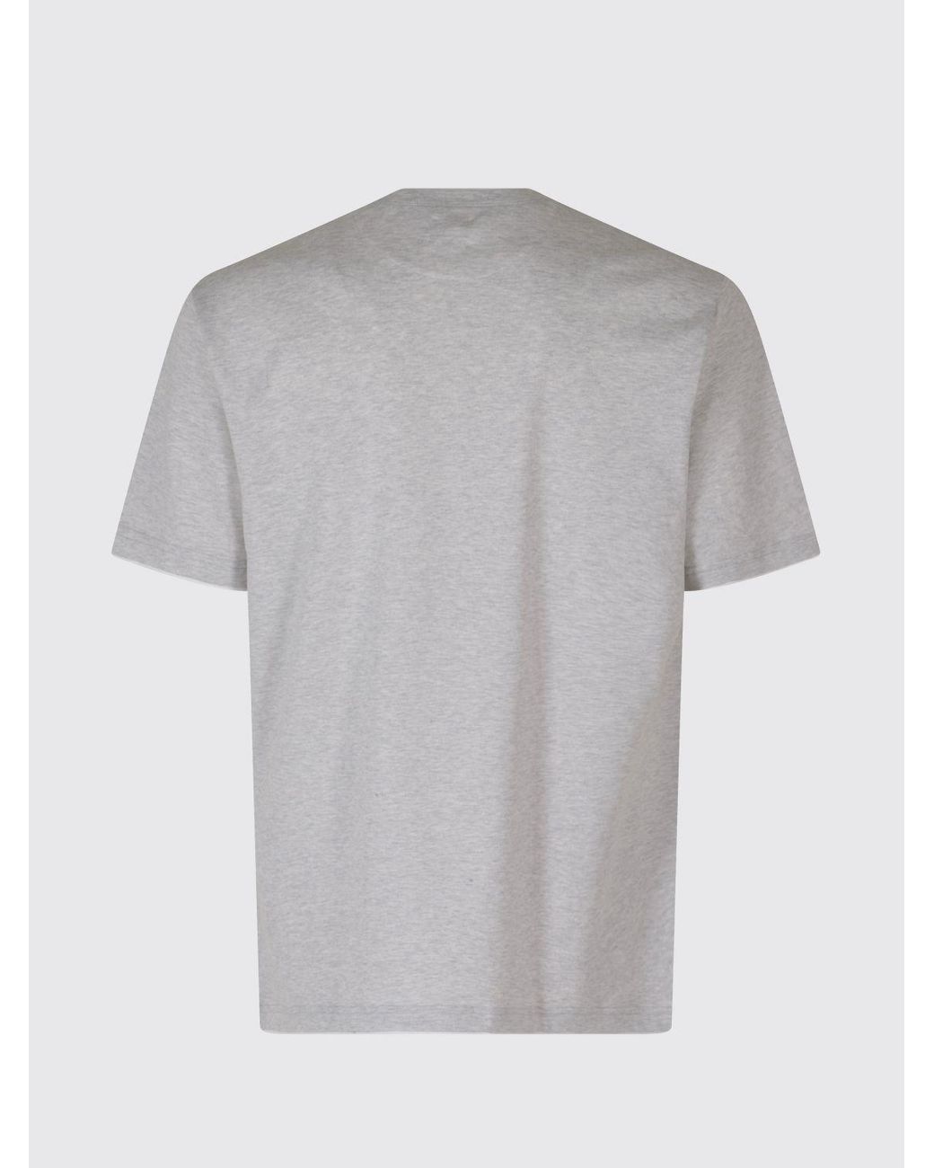 Eleventy Gray Basic Design Short-Sleeve Cotton Crew-Neck T-Shirt for men