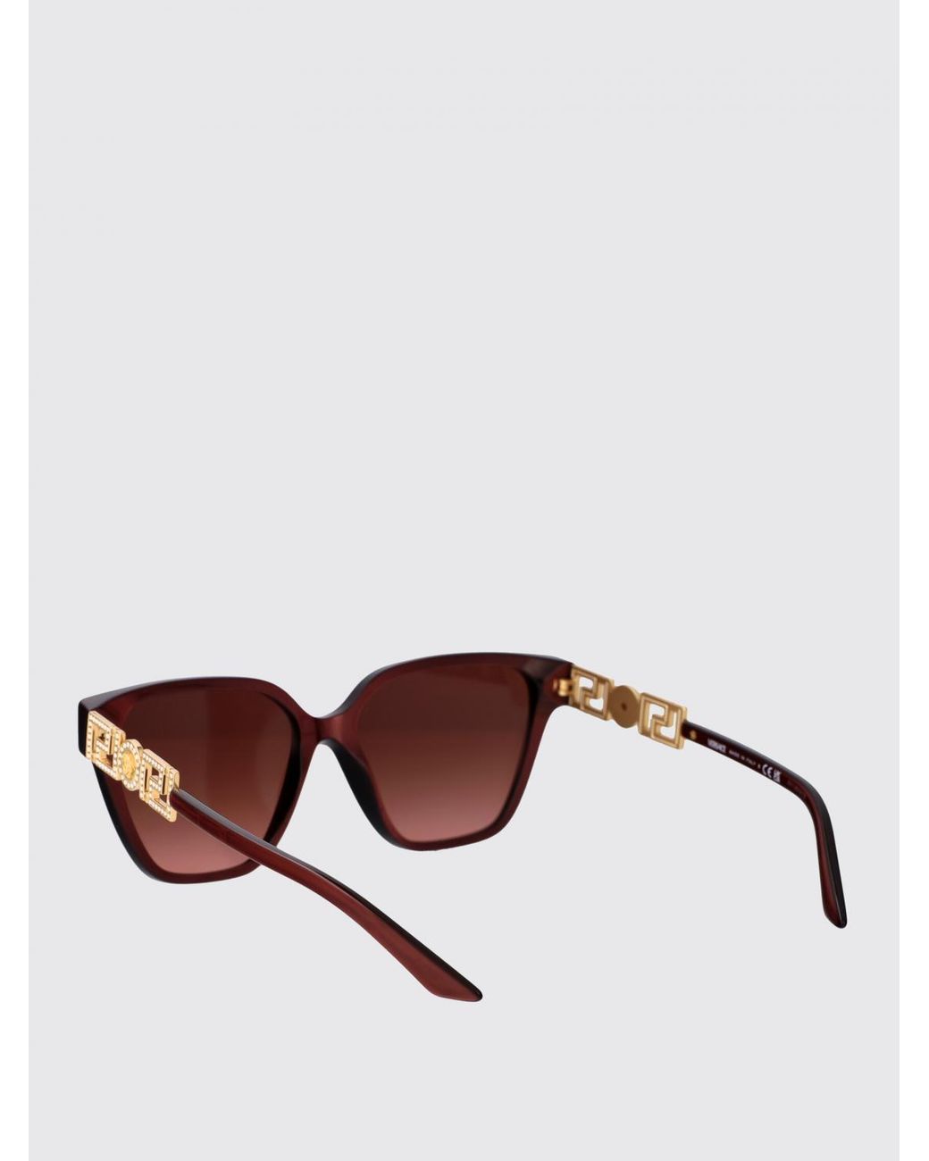 Versace Brown Acetate Sunglasses With Set Rhinestones