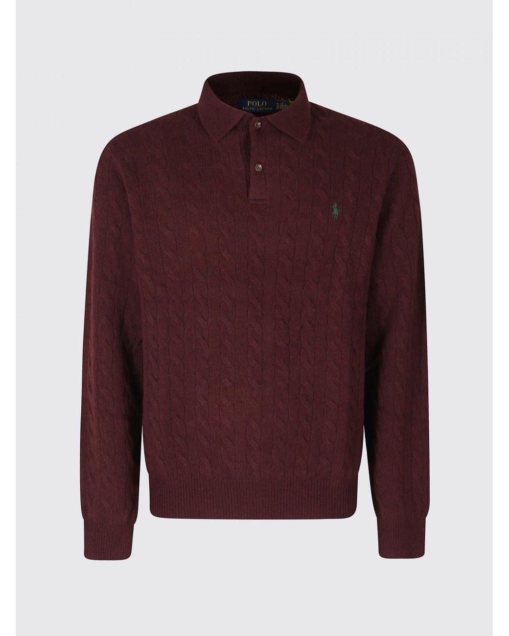 Polo Ralph Lauren Red Long-Sleeve Knitted Polo for men
