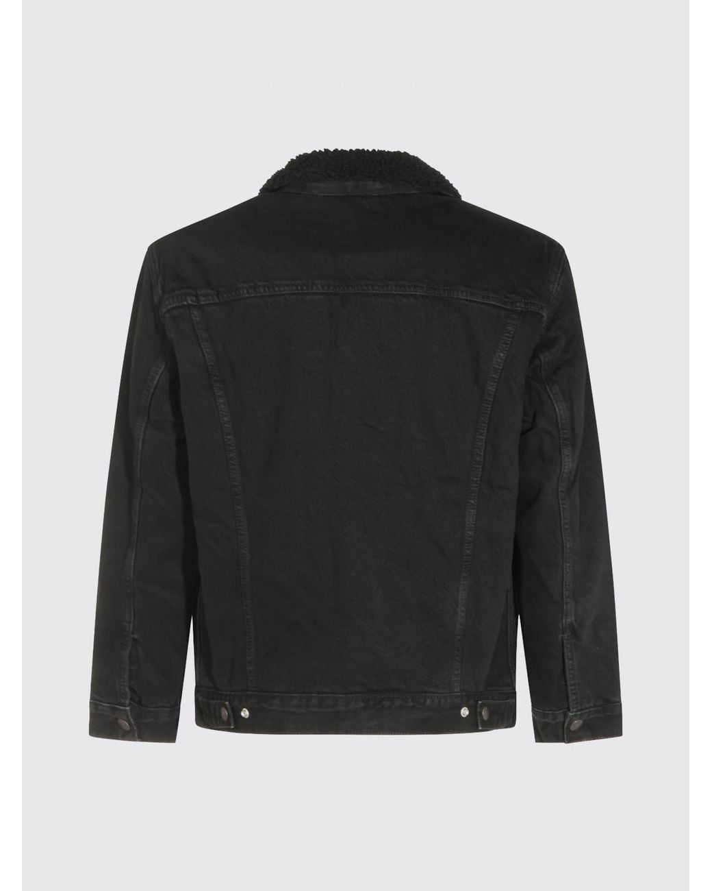 Levi's Blue Denim Shirt Jacket With Fur Collar And Patch Pockets for men
