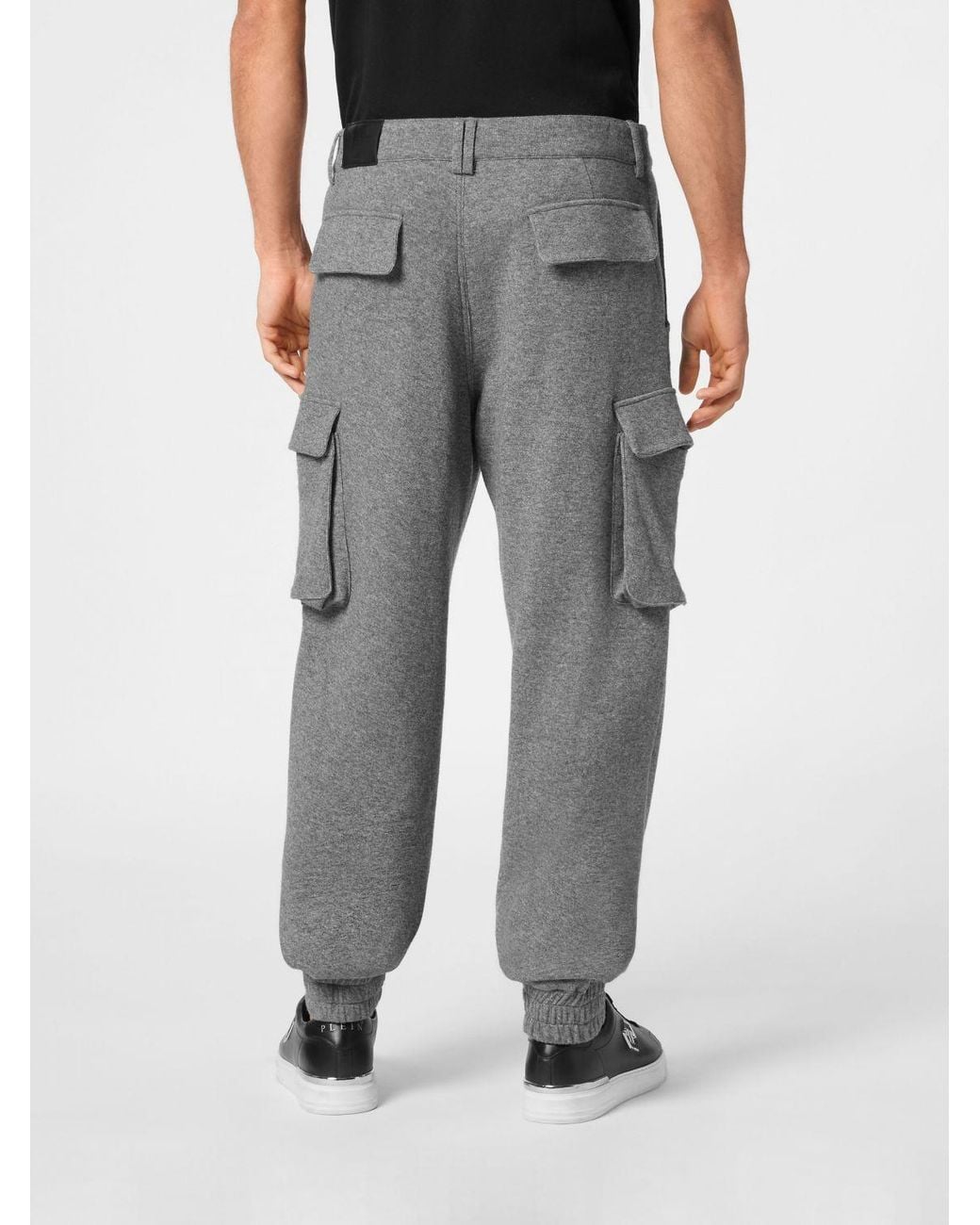 Philipp Plein Gray Jersey Cargo Trousers With Side Pockets And Elasticated Cuffs for men