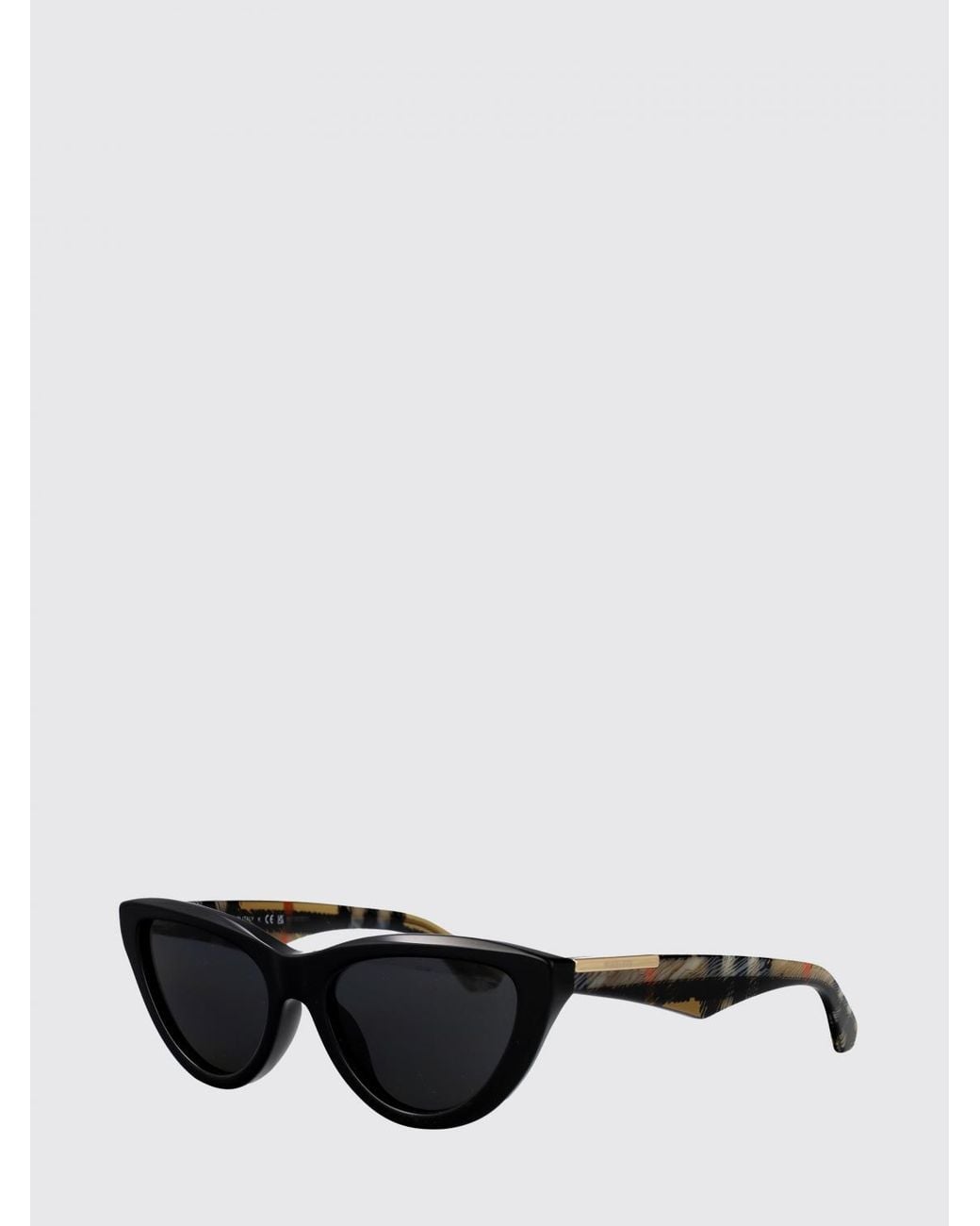Burberry Black Cat-Eye Acetate Sunglasses With Vintage Check Pattern