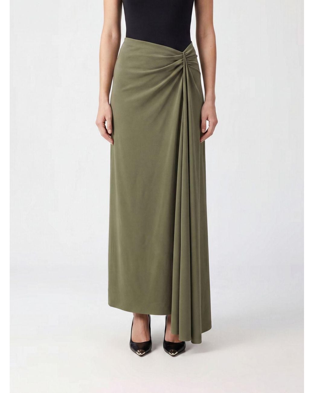 McQueen Green Asymmetrical Draped High-Waisted Maxi Skirt