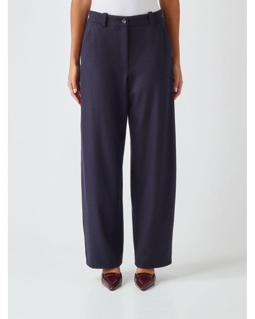 Pinko Blue Mid-Rise Wide-Leg Trousers