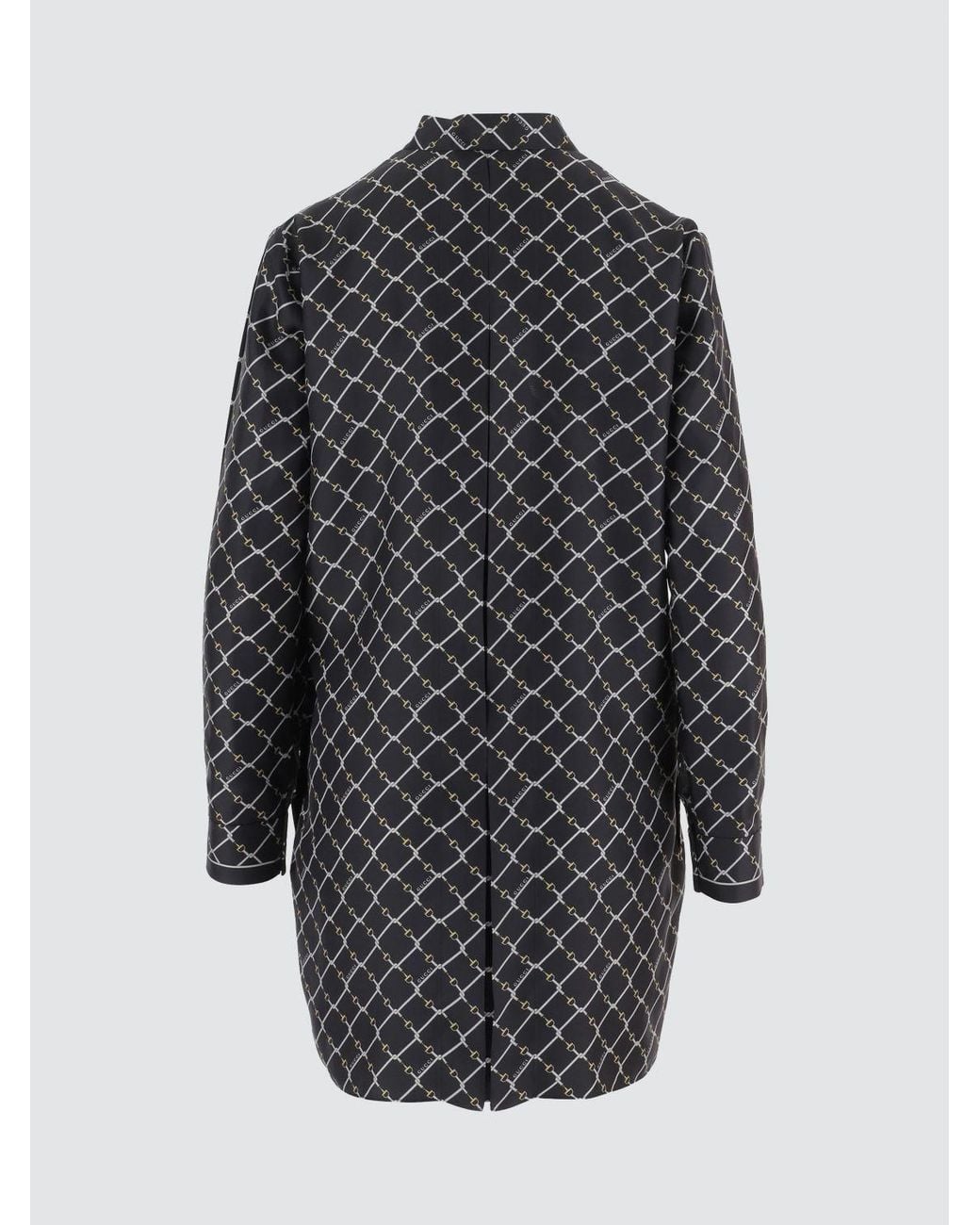 Gucci Black Horsebit Print Silk Chemisier Dress