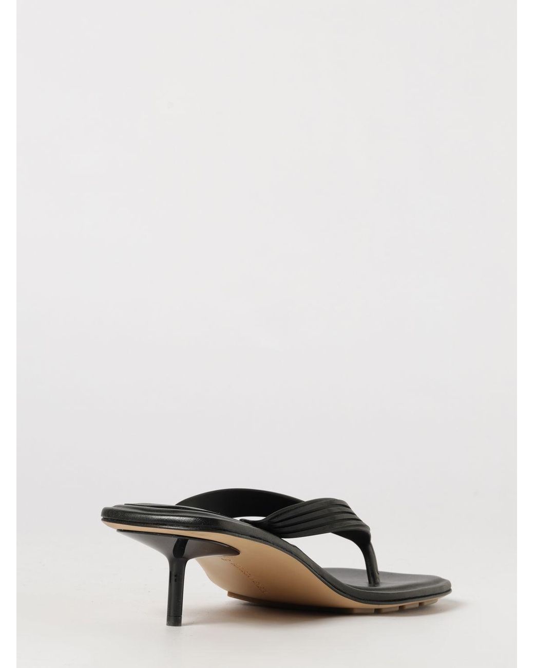 Bottega Veneta Black Sampieri Rubber Thong Sandals With Medium Stiletto Heel