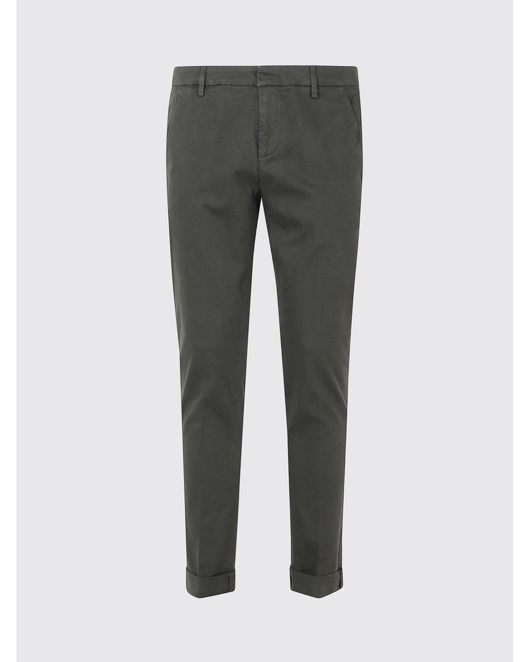 Dondup Gray Gaubert Slim Fit Mid-Rise Velvet Chino Trousers for men