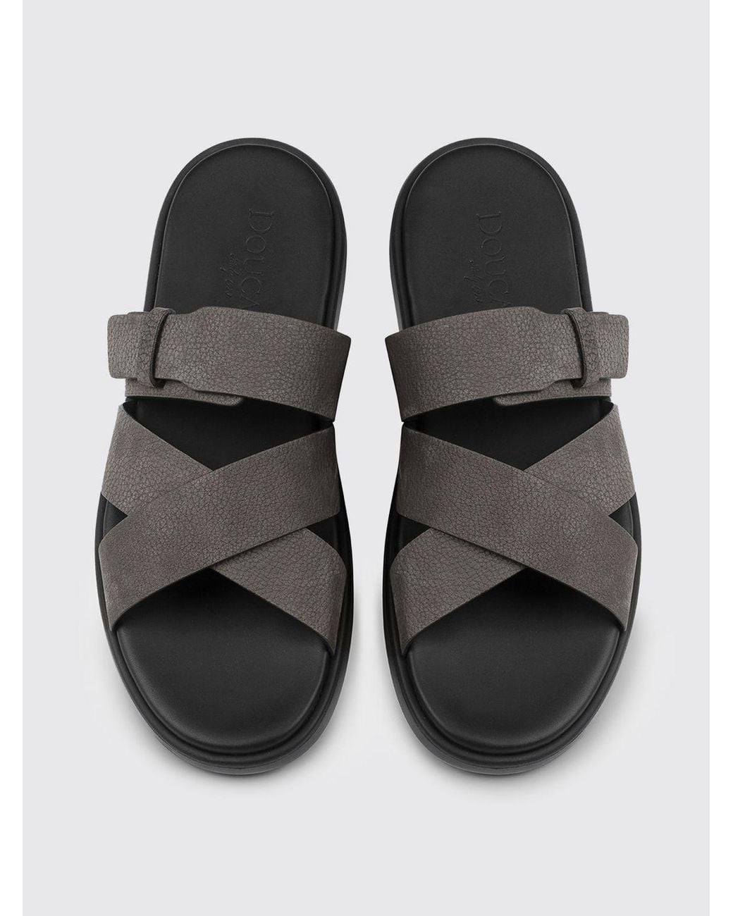 Doucal's Black Grained Leather Sandals for men