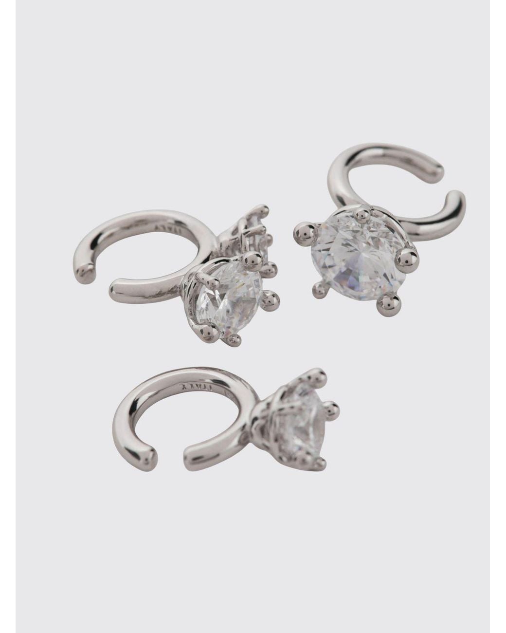 Panconesi White Constellation Set Of 3 Crystal-Embellished Chrome-Plated Brass Earrings