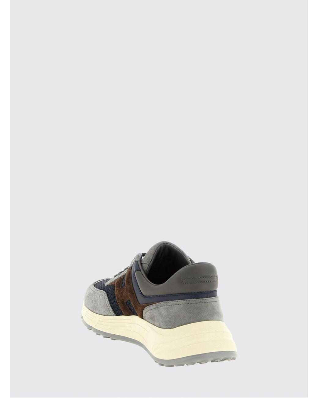 Hogan White Hyperlight Bicolor Leather, Suede And Mesh Sneakers With H Logo for men