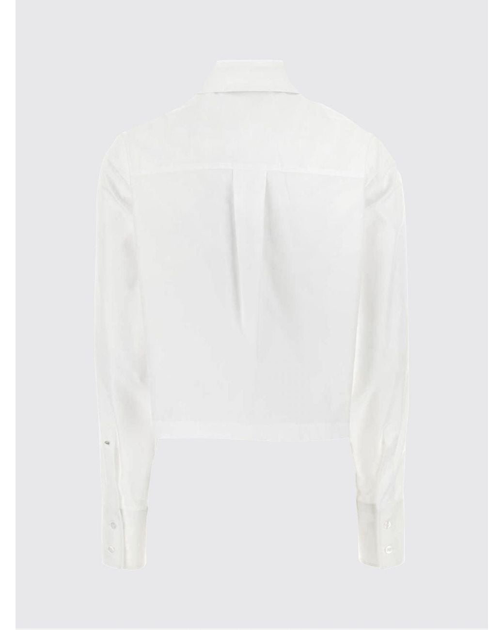 Sportmax White Cotton Shirt With Pleated Detail