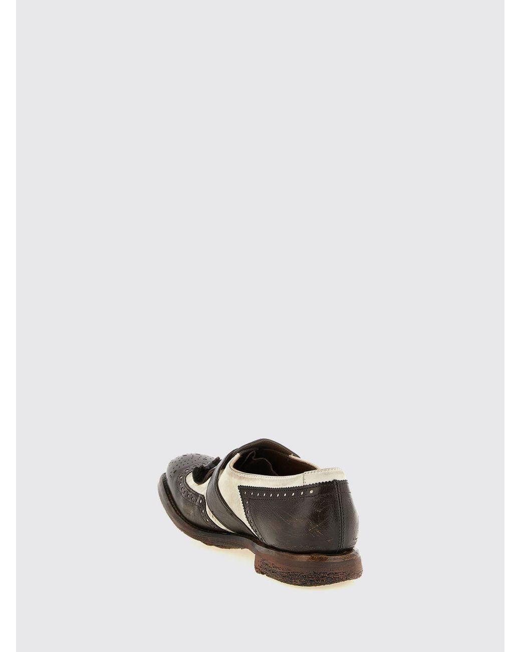 Church's White Shangai Bicolour Calfskin Monk Strap Shoes With Fringe And Broguing