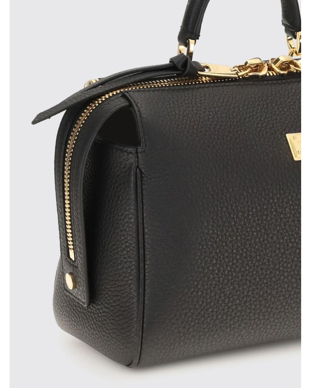 Dolce & Gabbana Black Dolce &Amp Gabbana Vittoria Grained Calfskin Leather Handbag With Shoulder Strap