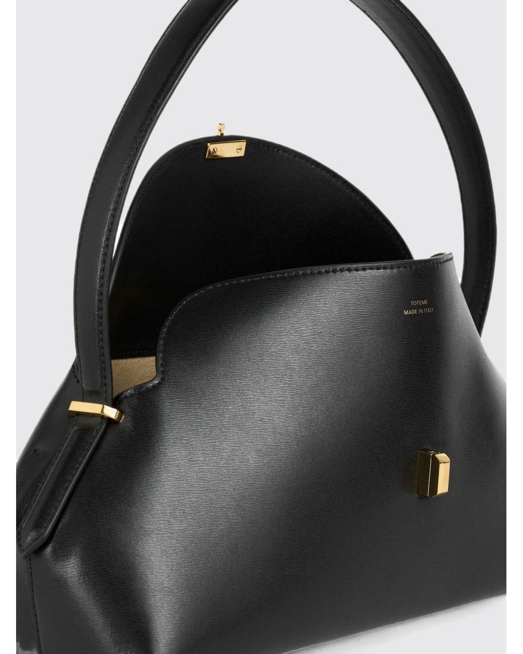 Totême  Black T-Lock Grained Leather Shoulder Bag With Monogram Closure
