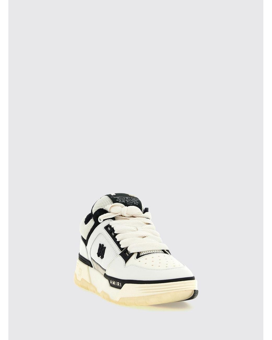 Amiri White Ma-1 Leather And Mesh Sneakers With Monogram And Padded Ankle