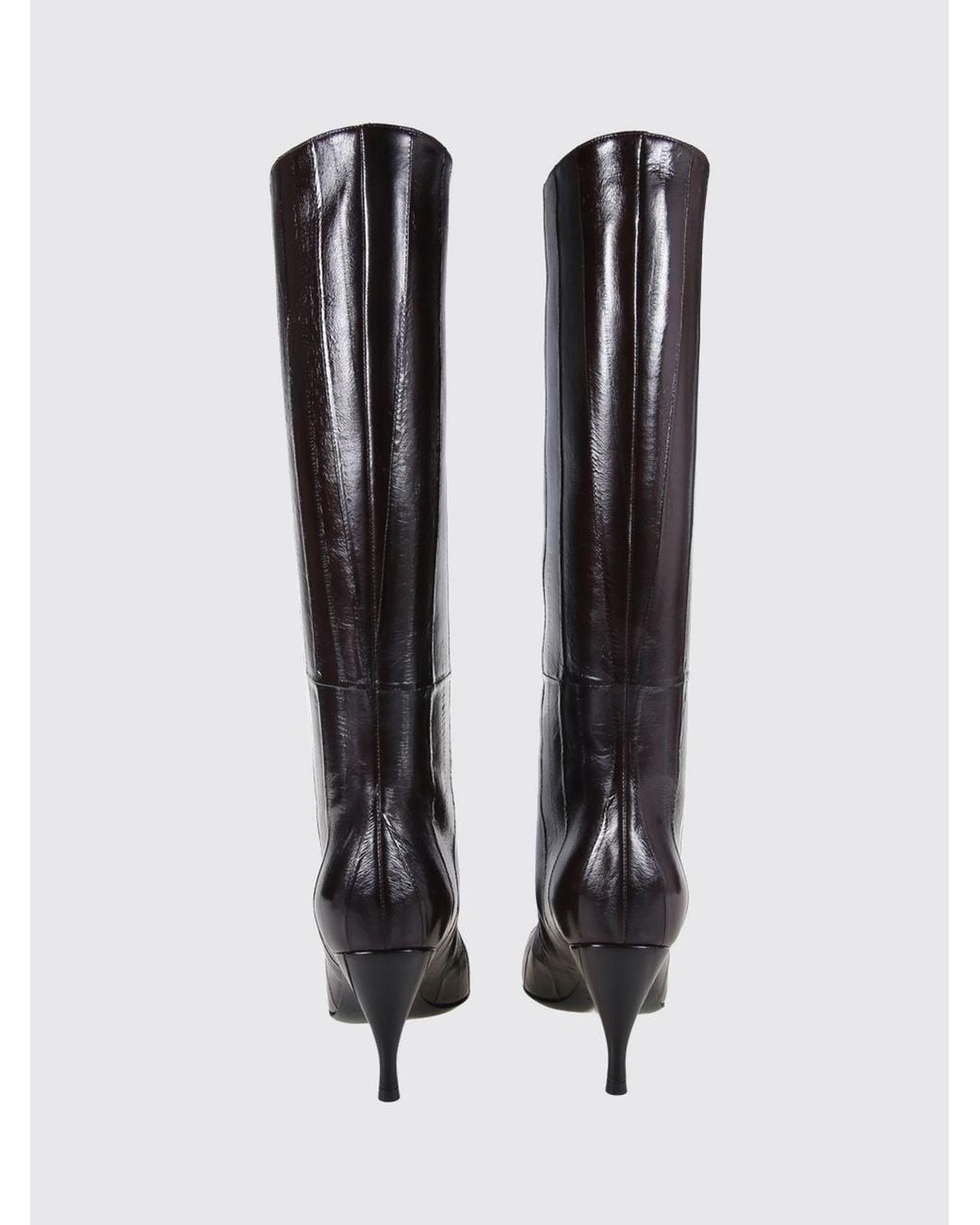 Herbert Levine Black Stiletto Heel Embossed Leather Knee-High Boots