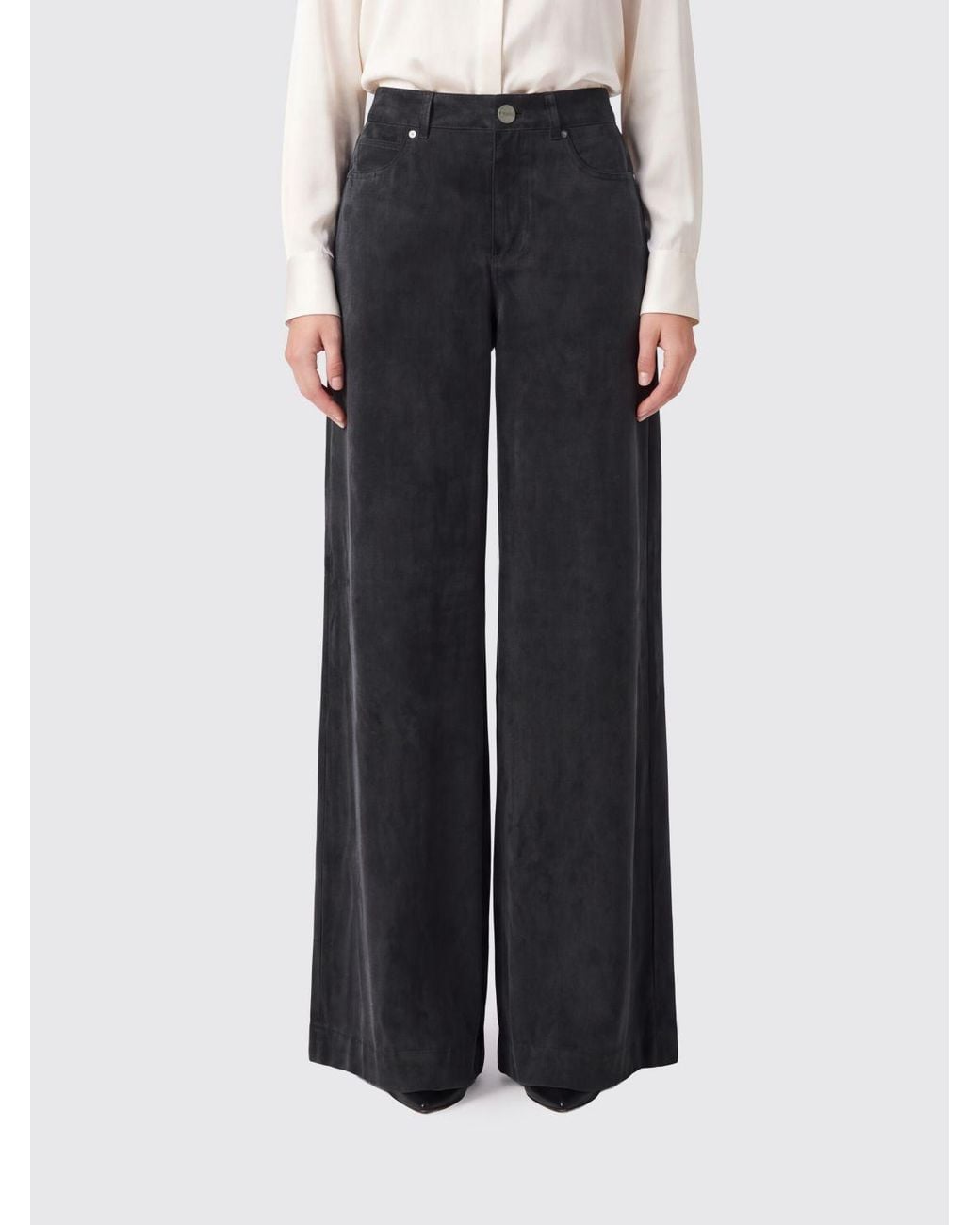 Pinko Blue Porta Viscose Blend Flared Trousers With Love Birds Logo