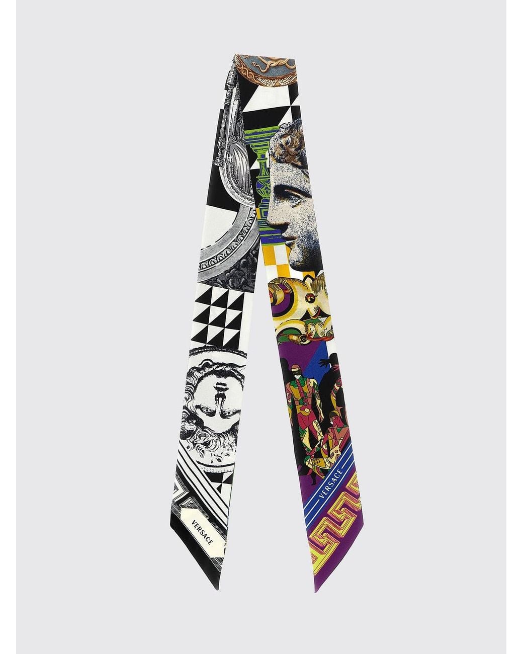 Versace White All-Over Graphic Print Pure Silk Bandeau Scarf