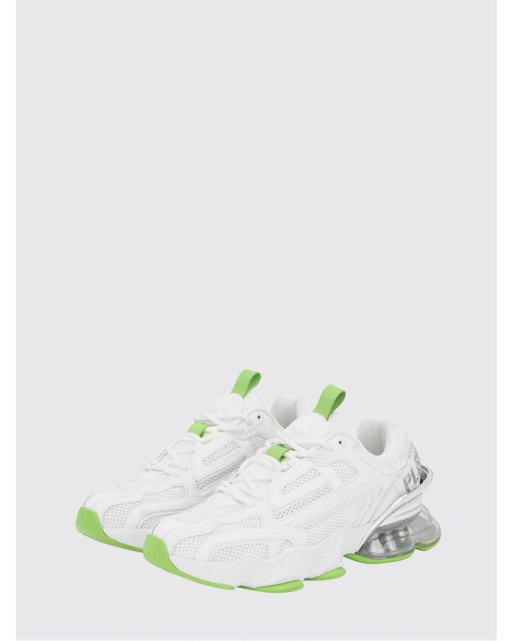Philipp Plein White Runner Ps Thunder Mix Low-Top Mesh Sneakers With Notched Sole for men