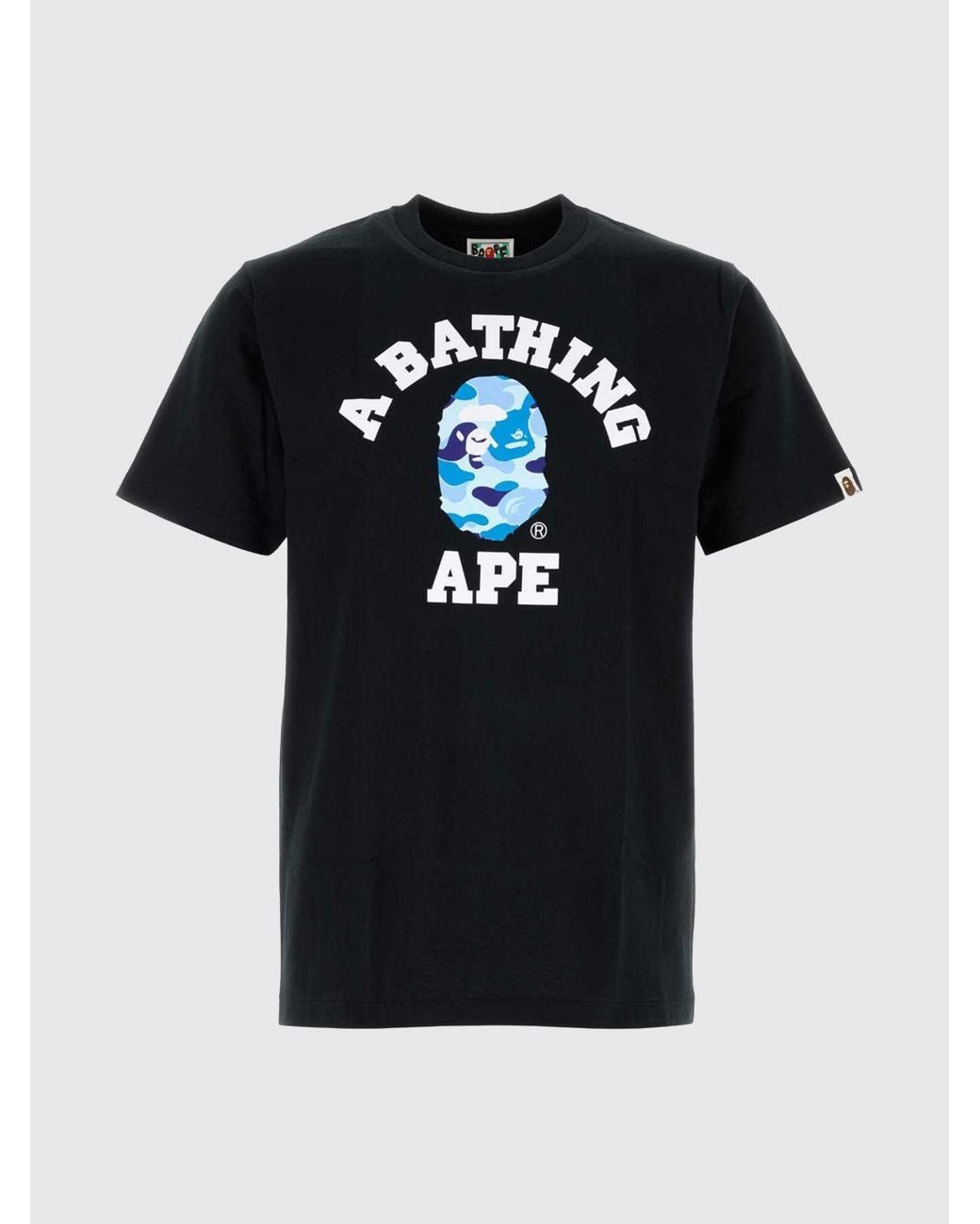 A Bathing Ape Blue Cotton Jersey T-Shirt With Contrasting Chest Logo for men