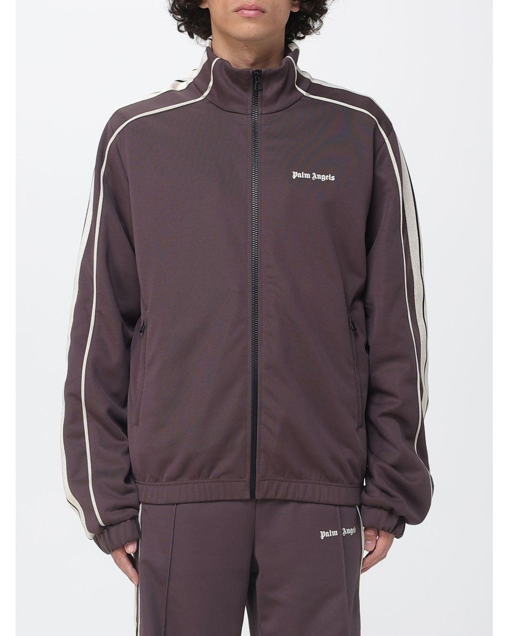 Palm Angels Purple Polyester Hoodie With Logo for men