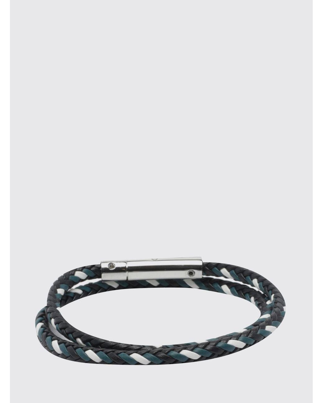 Tod's Black Woven Calfskin Leather Bracelet With Magnetic Clasp for men