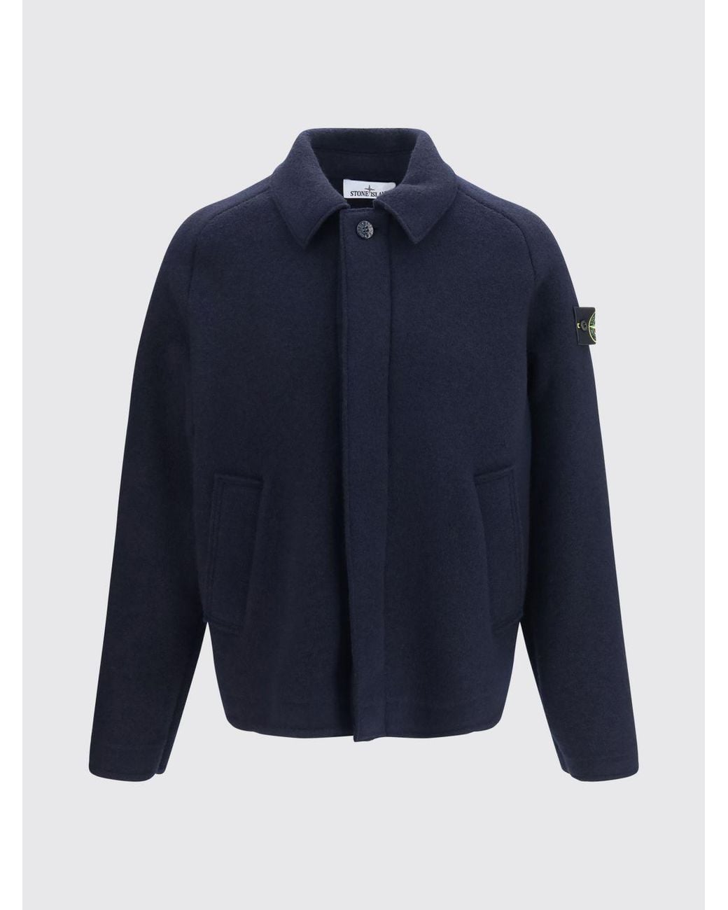 Stone Island Blue Single-Breasted Short Coat for men