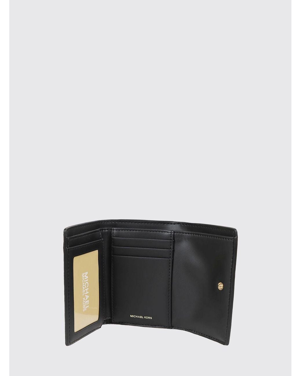 Michael Kors Gray Bryant Leather Tri-Fold Wallet With Metal Logo And Button