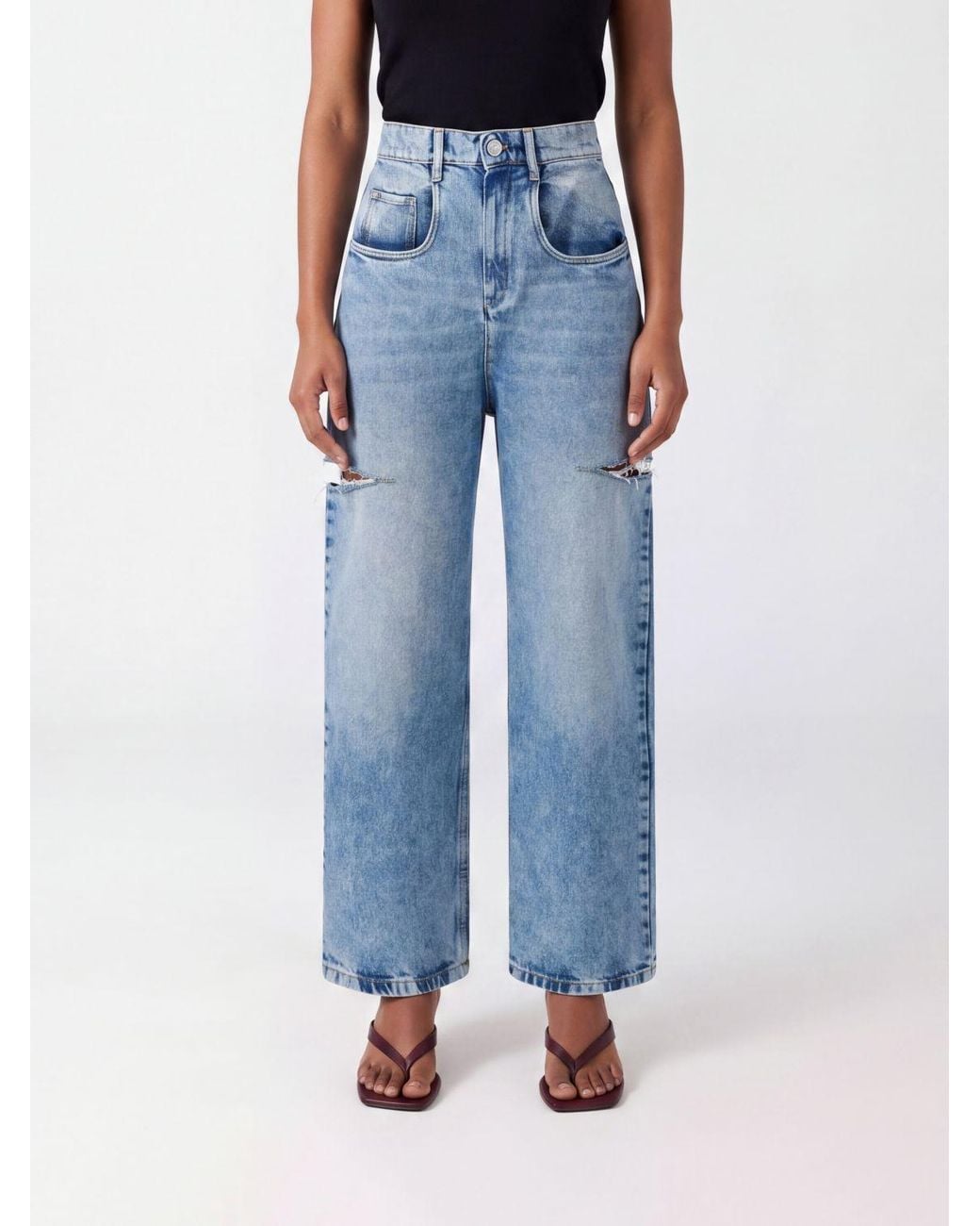 Maison Margiela Blue High-Waisted Wide-Leg Jeans