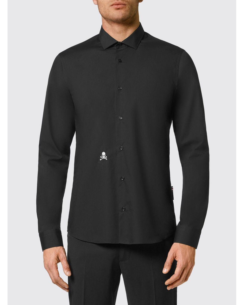 Philipp Plein Black Cotton Poplin Shirt for men