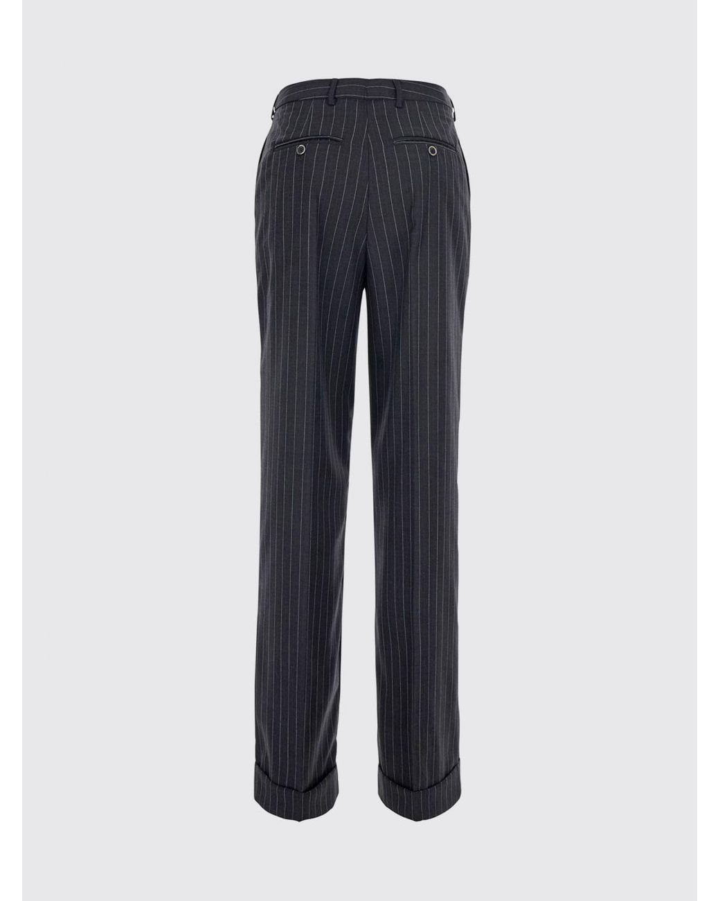 Semicouture Black High-Waisted Striped Wool-Blend Skinny Trousers
