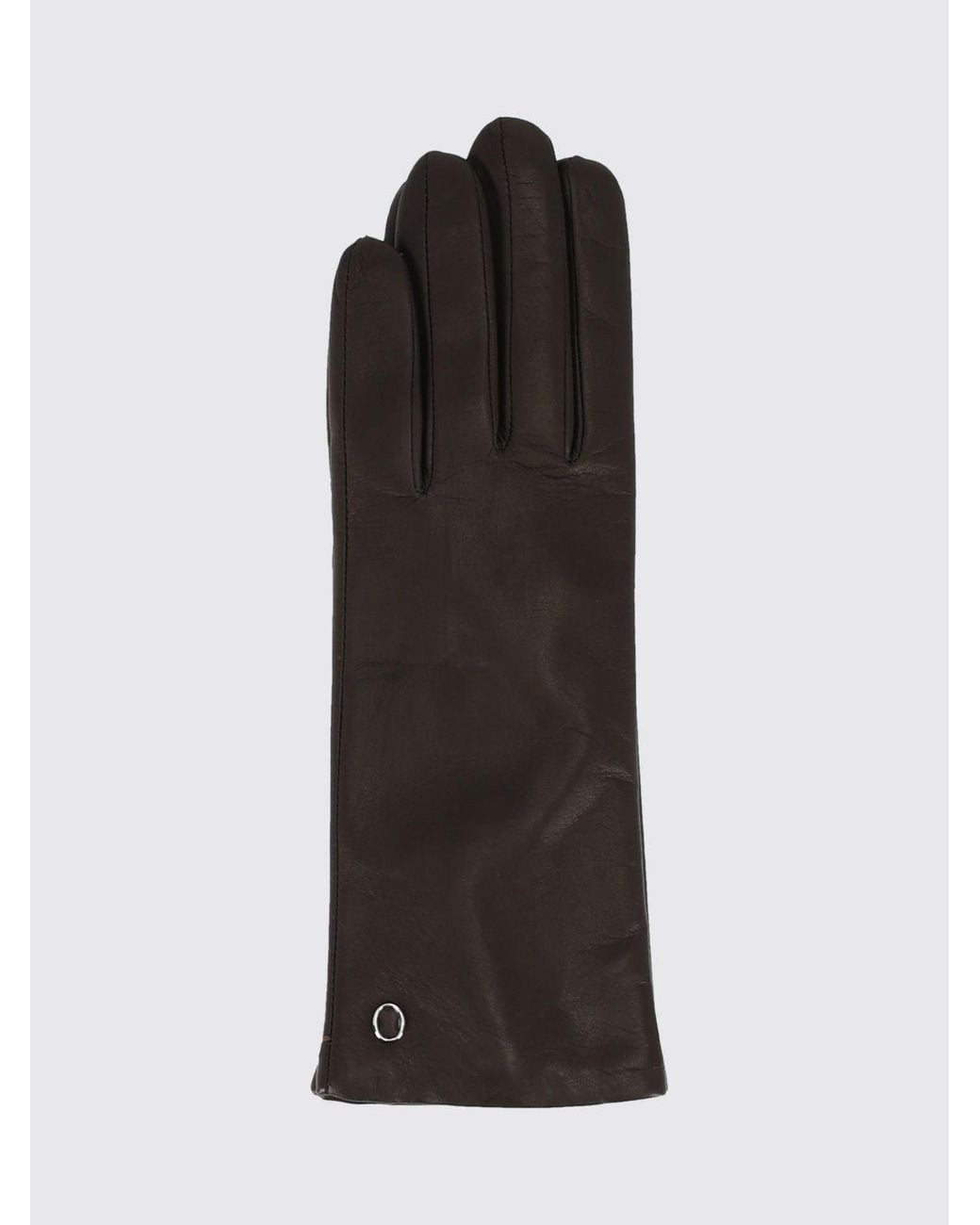 Orciani Black Classic Soft Lambskin Leather Gloves With Metal Logo