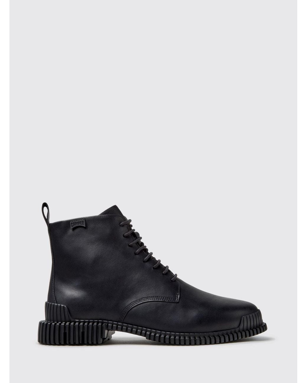 Camper Black Pix Lace-Up Calfskin Combat Boots With Xl Extralight Sole