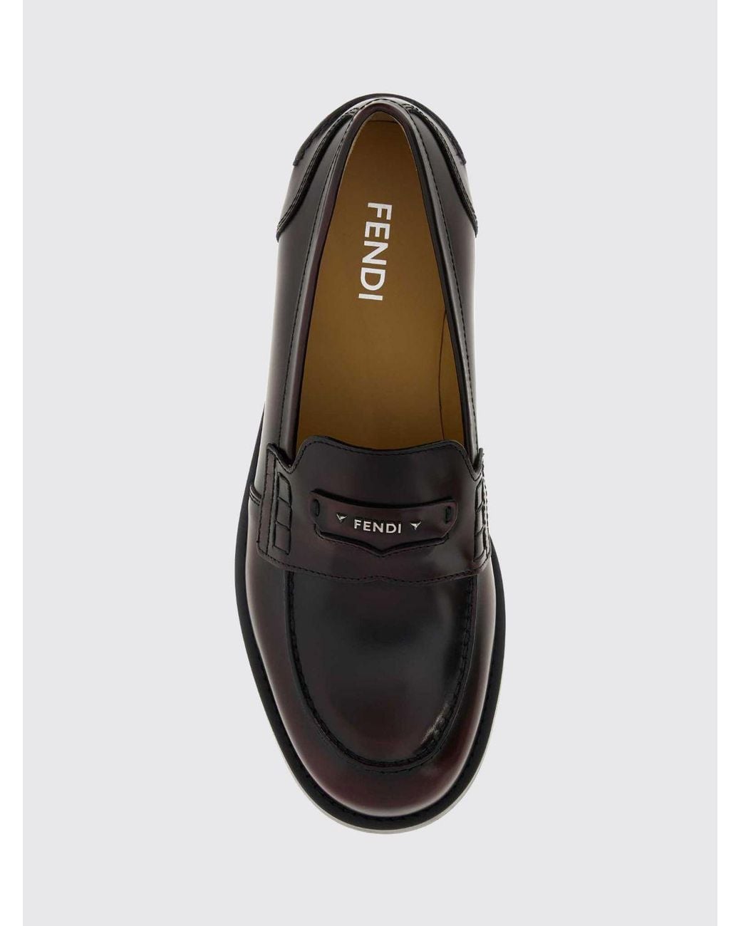 Fendi White Ateneo Brushed Calfskin Leather Penny Loafers With Round Toe for men