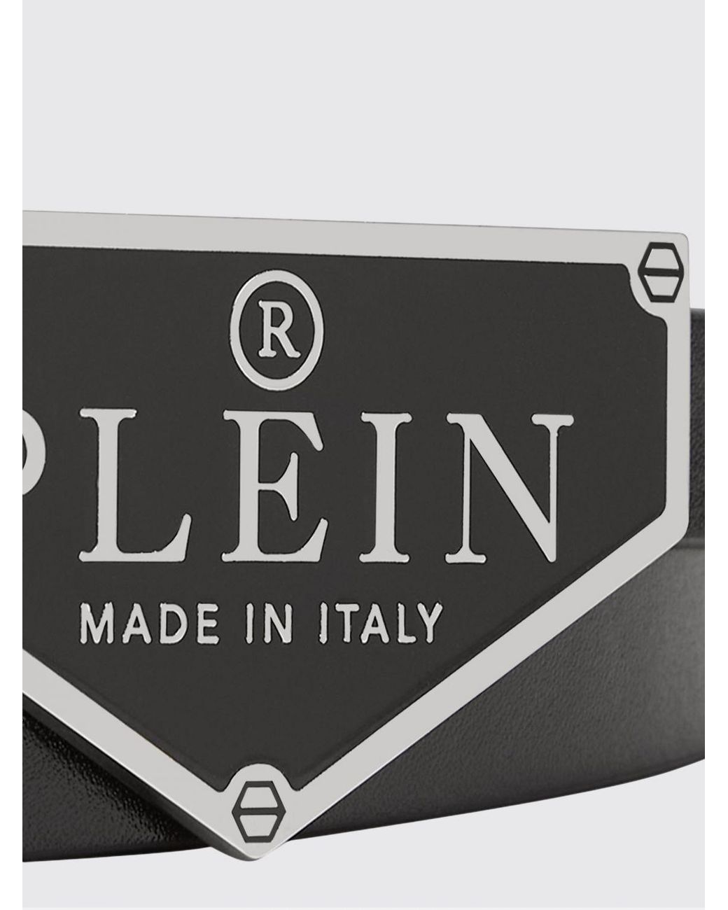 Cinturón Fino De Piel Lisa Con Hebilla De Logotipo Esmaltado Philipp Plein de color White